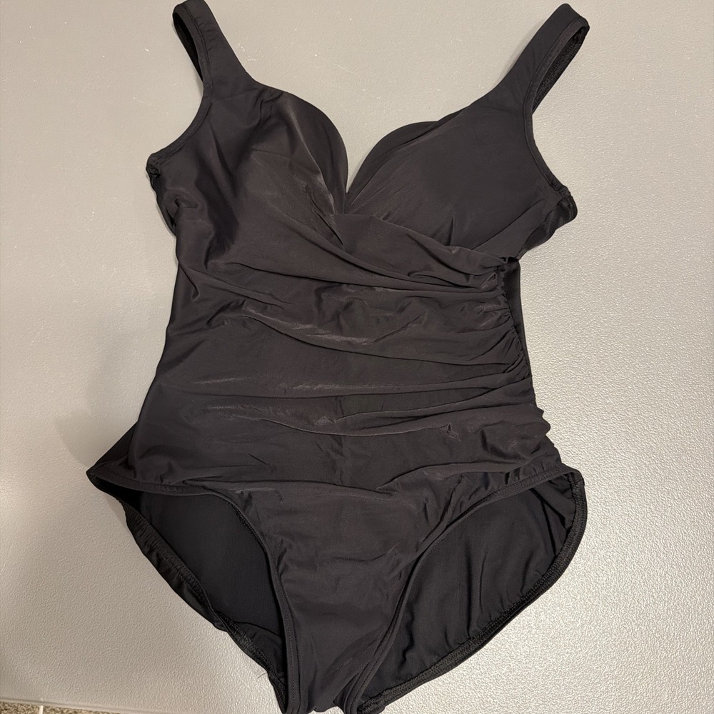 Miraclesuit Matte Black One-Piece Swimsuit with Ruching